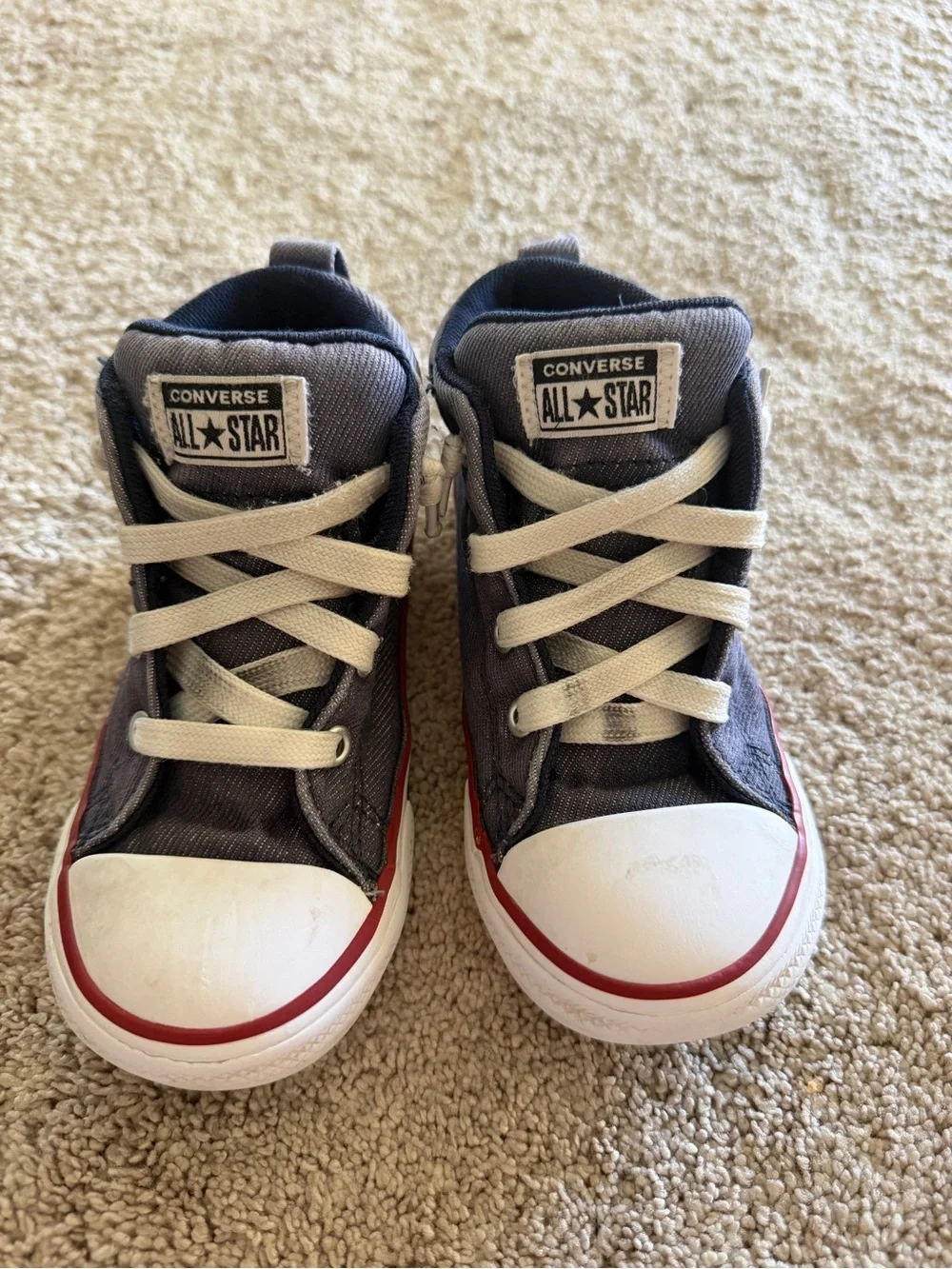 Converse Kids denim Canvas High-Top Sneakers with Red Trim